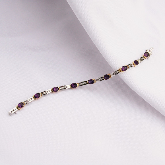 Amethyst White Gold and Diamond Bracelet - Picture 8 of 10